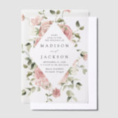 Elegante Blush Rose und Grüne Hochzeit Pergament Einladungen (Versetzt)
