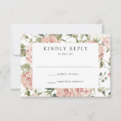 Elegante Blush Rose und Grüne Hochzeit RSVP Karte (Vorderseite)