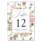 Elegante Blush Rose und Grüne Hochzeit Tischnummer (Rückseite)