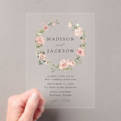 Elegante Blush-Rose und Grünkreidefeier Acryleinladungen (Insitu (Handheld))