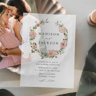 Elegante Blush-Rose und Grünkreidefeier Pergament Einladungen