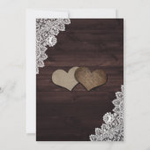 Elegante Blush Rustic Wood Lace Floral Wedding Einladung (Rückseite)