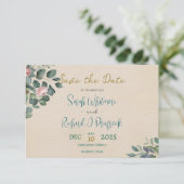 Elegante Blush & Sage Bloral Wedding Save The Date (Stehend Vorderseite)