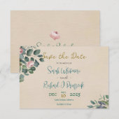 Elegante Blush & Sage Bloral Wedding Save The Date (Vorne/Hinten)