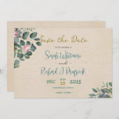 Elegante Blush & Sage Bloral Wedding Save The Date (Vorne/Hinten)