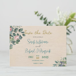 Elegante Blush & Sage Bloral Wedding Save The Date