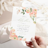 Elegante Blush & Sage Green Baby Dusche Einladung