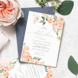 Elegante Blush & Sage Green Baby Dusche Einladung