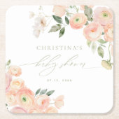 Elegante Blush & Sage Green Baby Dusche Rechteckiger Pappuntersetzer (Vorderseite)