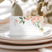 Elegante Blush & Sage Green Blume Hochzeit Platzkarte