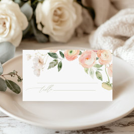 Elegante Blush & Sage Green Blume Hochzeit Platzkarte