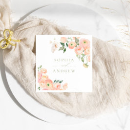 Elegante Blush & Sage Green Wedding Napkins Serviette