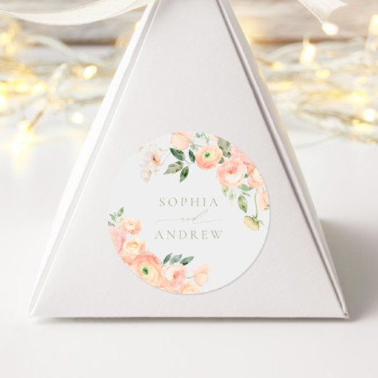 Elegante Blush & Sage Green Wedding Runder Aufkleber