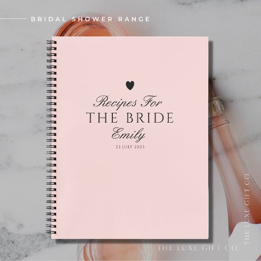 Elegante Blush Script Brautparty Geschenkrezepte Notizblock