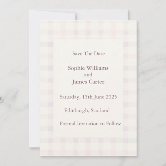 Elegante Blush-Script Save-the-Date-Karte | Minima Save The Date (Vorderseite)