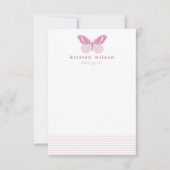 Elegante Blush Stripes & Butterfly - Personalisier Mitteilungskarte (Vorderseite)