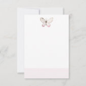 Elegante Blush Stripes & Butterfly - Personalisier Mitteilungskarte (Rückseite)