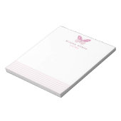 Elegante Blush Stripes & Butterfly - Personalisier Notizblock (Rotiert)