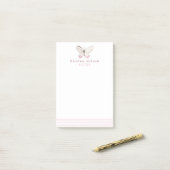 Elegante Blush Stripes & Butterfly Post-it Notes Post-it Klebezettel (Auf Schreibtisch)
