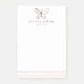 Elegante Blush Stripes & Butterfly Post-it Notes Post-it Klebezettel (Vorderseite)