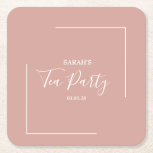 Elegante Blush Tea Party Geburtstag Rechteckiger Pappuntersetzer