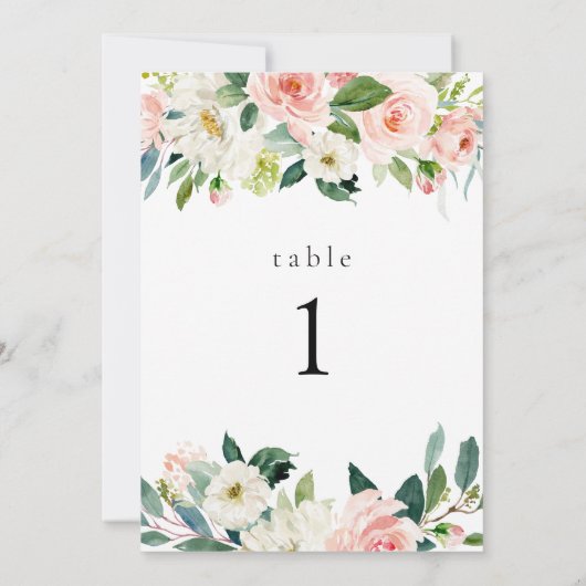 Elegante Blush Tischnummer Cards (Rückseite)