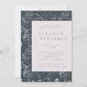 Elegante Blush und graue botanische Zeichnend Hoch Einladung (Vorderseite)
