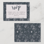 Elegante Blush und Gray Botanical Floral Wedding R Begleitkarte (Vorne/Hinten)
