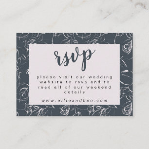 Elegante Blush und Gray Botanical Floral Wedding R Begleitkarte