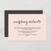 Elegante Blush und Gray Wedding Guest Details Begleitkarte (Vorne/Hinten)