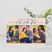 Elegante Blush- und HochzeitsfotoCollage Save The Date (Stehend Vorderseite)