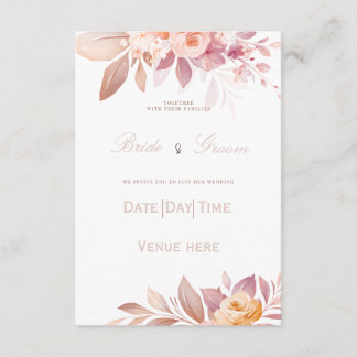 : Elegante Blush- und Pfirsich-Rosen-Hochzeitseinl Einladung