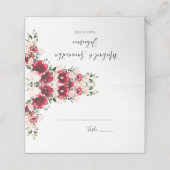 Elegante Blush und Rote Rosen Hochzeit Platzkarte (Außenseite Aufgefaltet)