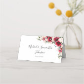 Elegante Blush und Rote Rosen Hochzeit Platzkarte (Rückseite)