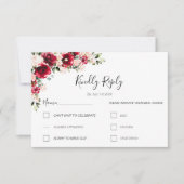 Elegante Blush und Rote Rosen Hochzeit RSVP Karte (Vorderseite)