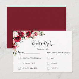 Elegante Blush und Rote Rosen Hochzeit RSVP Karte