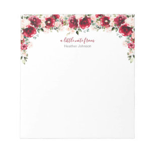 Elegante Blush- und rote Rosen-Notizbuch individue Notizblock