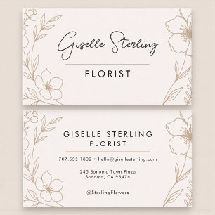 Elegante Blush- und schwarze botanische Floristin Visitenkarte