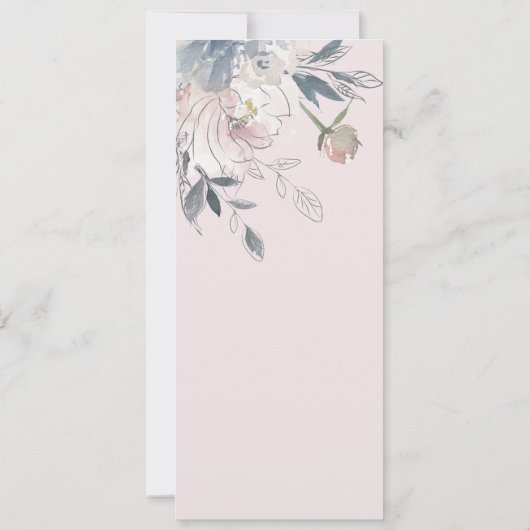 Elegante Blush Wasserfarbe Blumenpaare Dusche Einladung (Rückseite)