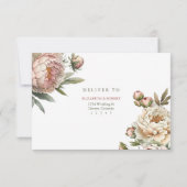 Elegante Blush Wasserfarbe Peonies RSVP Karte (Rückseite)