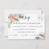 Elegante Blush Wasserfarbe RSVP Karte (Vorderseite)