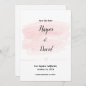 Elegante Blush Wasserfarbe Save the Date Hochzeit Einladung (Vorne/Hinten)