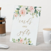 Elegante Blush Wasserfarben Blumenkarten und Gesch Sockelschild (In SItu)