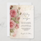 Elegante Blush Wasserfarben Blumenzehen Einladung (Vorderseite)