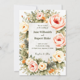 Elegante Blush Wasserfarben Einladung zur Hochzeit