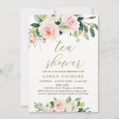 Elegante Blush Wasserfarben Teatro Flora Dusche Einladung (Vorderseite)