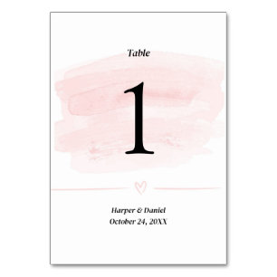 Elegante Blush Watercolor Hochzeitsstimmung Tischn Tischnummer