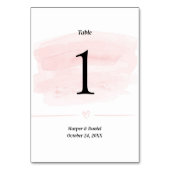 Elegante Blush Watercolor Hochzeitsstimmung Tischn Tischnummer (Vorderseite)