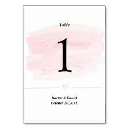 Elegante Blush Watercolor Hochzeitsstimmung Tischn Tischnummer