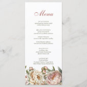 Elegante Blush Watercolor Peonies Menu Card Menükarte (Vorderseite)